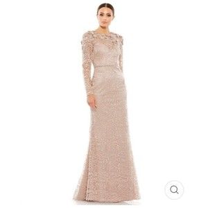 MAC DUGGAL 11217 Embellished Long Sleeve‎ Lace Gown Size 12 $898